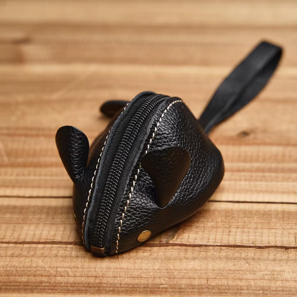 Vintage Mini porte-monnaie en cuir véritable petit portefeuille hommes femmes marron mode mignon souris sac de rangement tendance fermeture éclair poche NUPUGOO