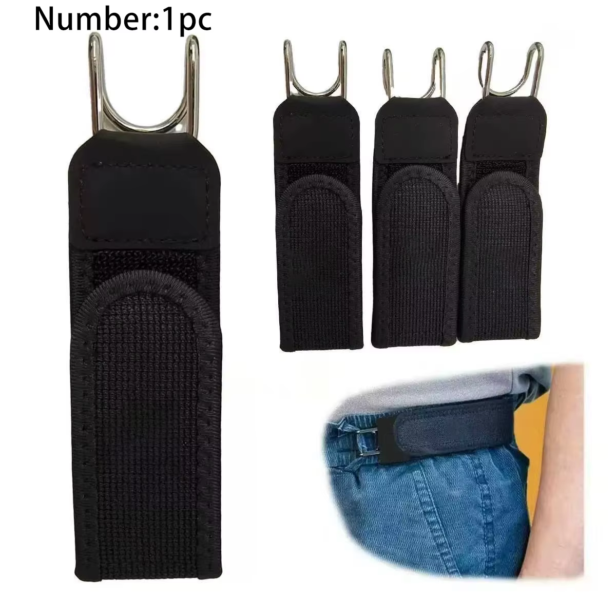 Ceinture élastique portable unisexe avec sangle réglable en velcro et boucle à crochet en métal