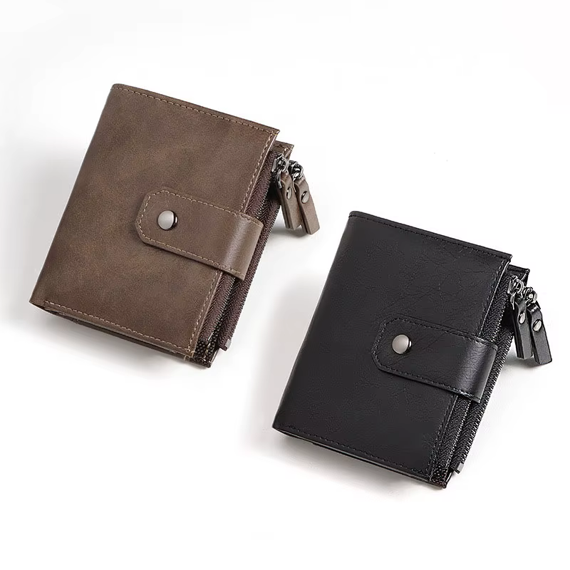 2024 nouveau porte-monnaie pour hommes portefeuille RFID blocage fermeture éclair vintage portefeuille en cuir PU porte-carte de crédit sac d'argent portefeuille homme