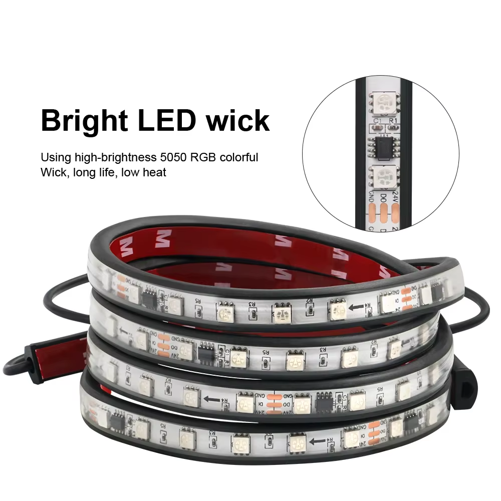 Barre lumineuse LED RVB étanche avec télécommande pour camion, lumière de sauna flexible, escales lumineuses décoratives, 24V, 1.5m, 2.4m