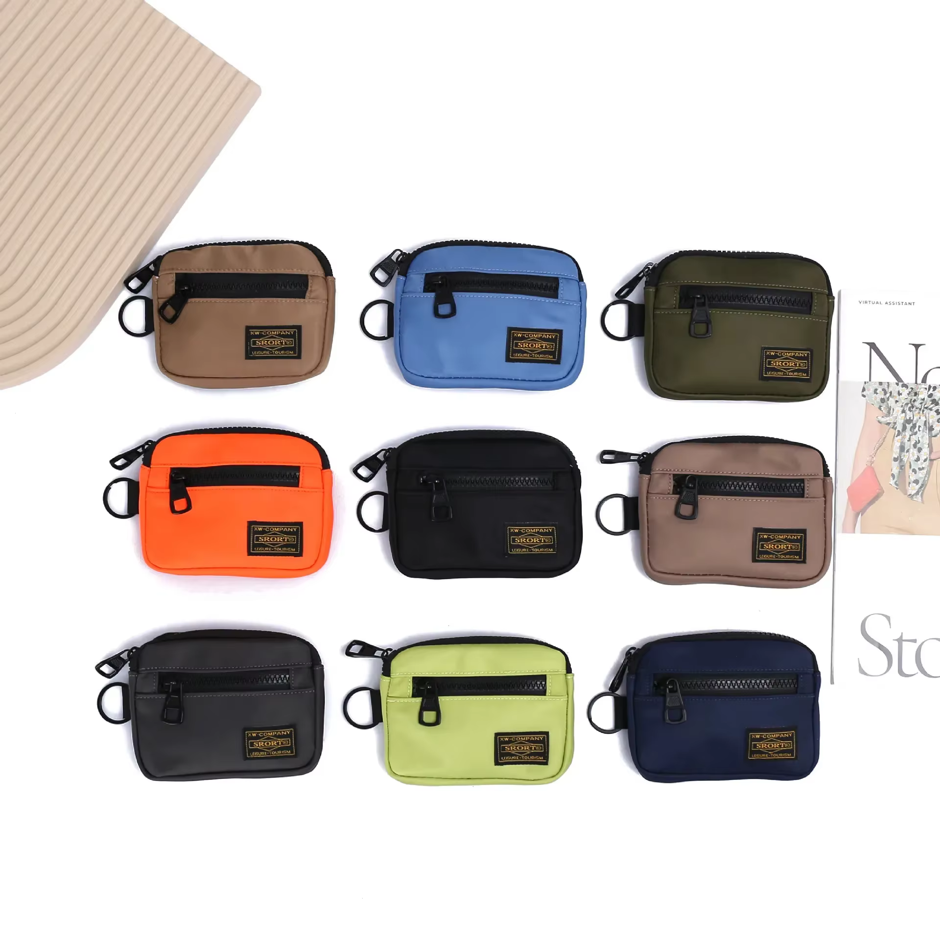 Porte-monnaie unisexe tendance en tissu Oxford