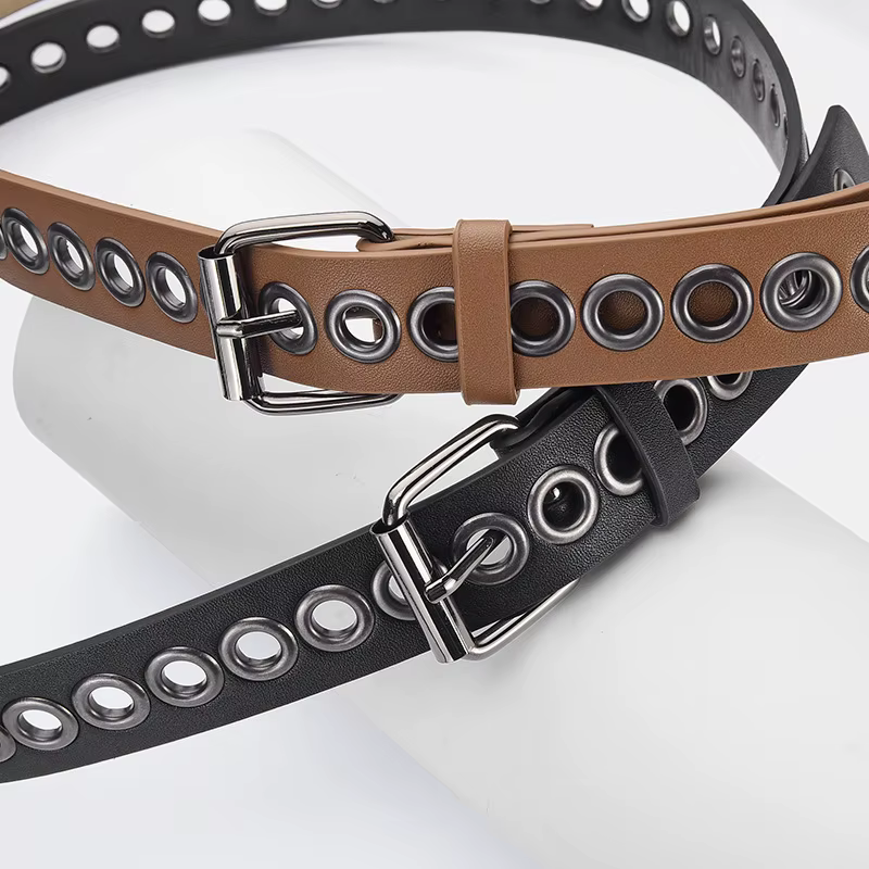 Ceinture en cuir fine et décorative sans trous