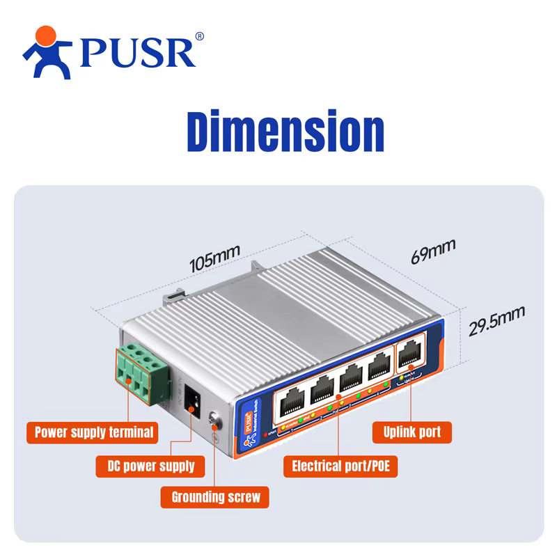 Commutateur PoE Gigabit PUSR 5/8/16/24 ports avec SFP Uplink, protection IP40, Plug-and-Play, RJ45 Ethernet, Commutateur PoE industriel ISF1005P