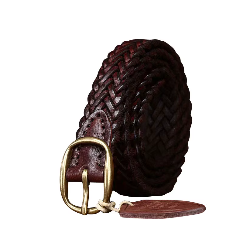 Ceinture en cuir artisanale avec boucle en cuivre