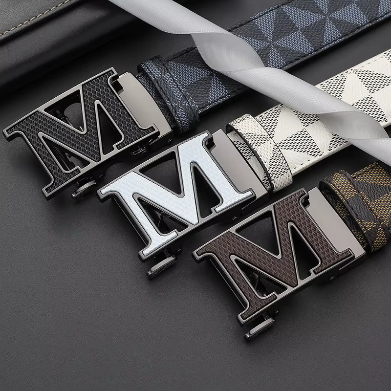 Ceinture en cuir pour hommes avec boucle automatique en métal