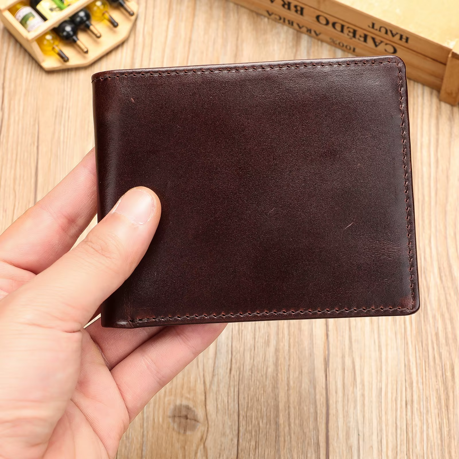 MACHOSSY chaud doux en cuir véritable portefeuille hommes huile vache