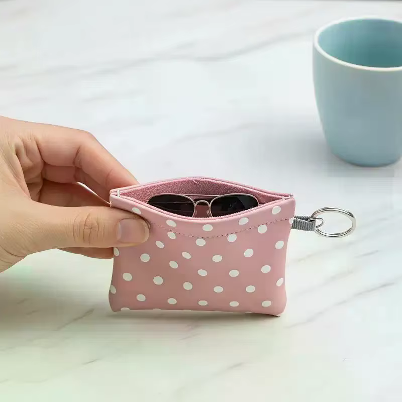 Porte-monnaie en cuir PU à pois