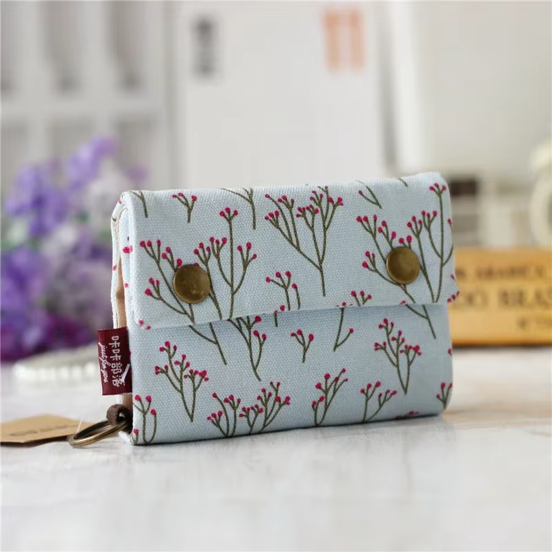 Portefeuille court en tissu de coton pour femme