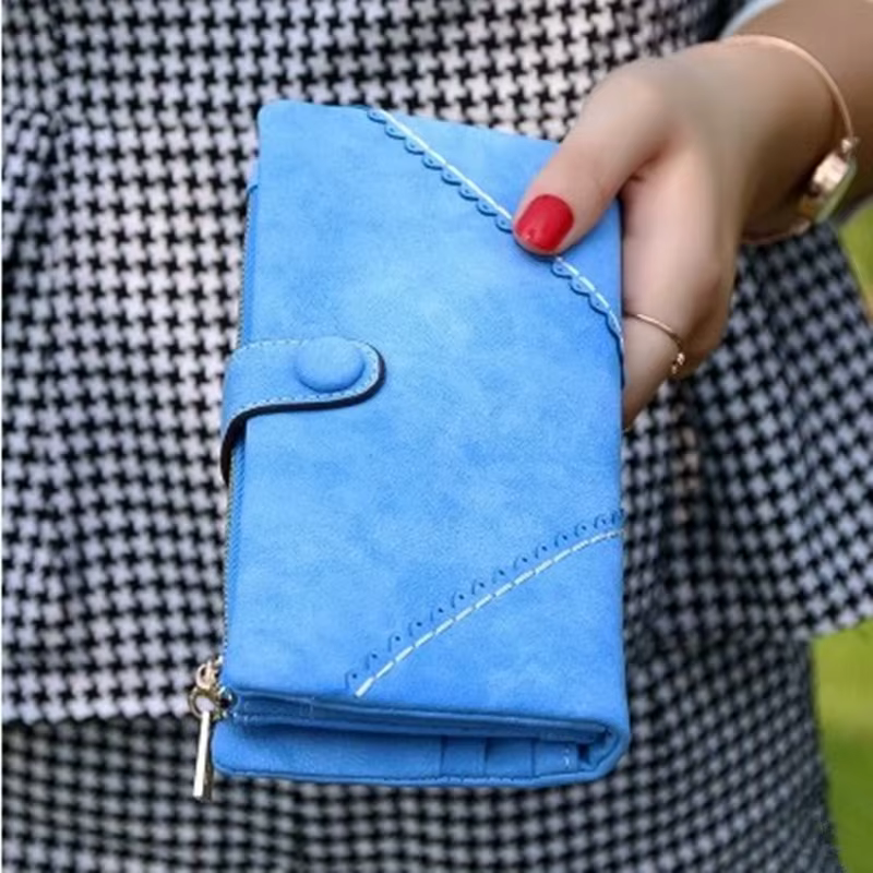 Pochette longue d'un hectare en cuir PU pour femme
