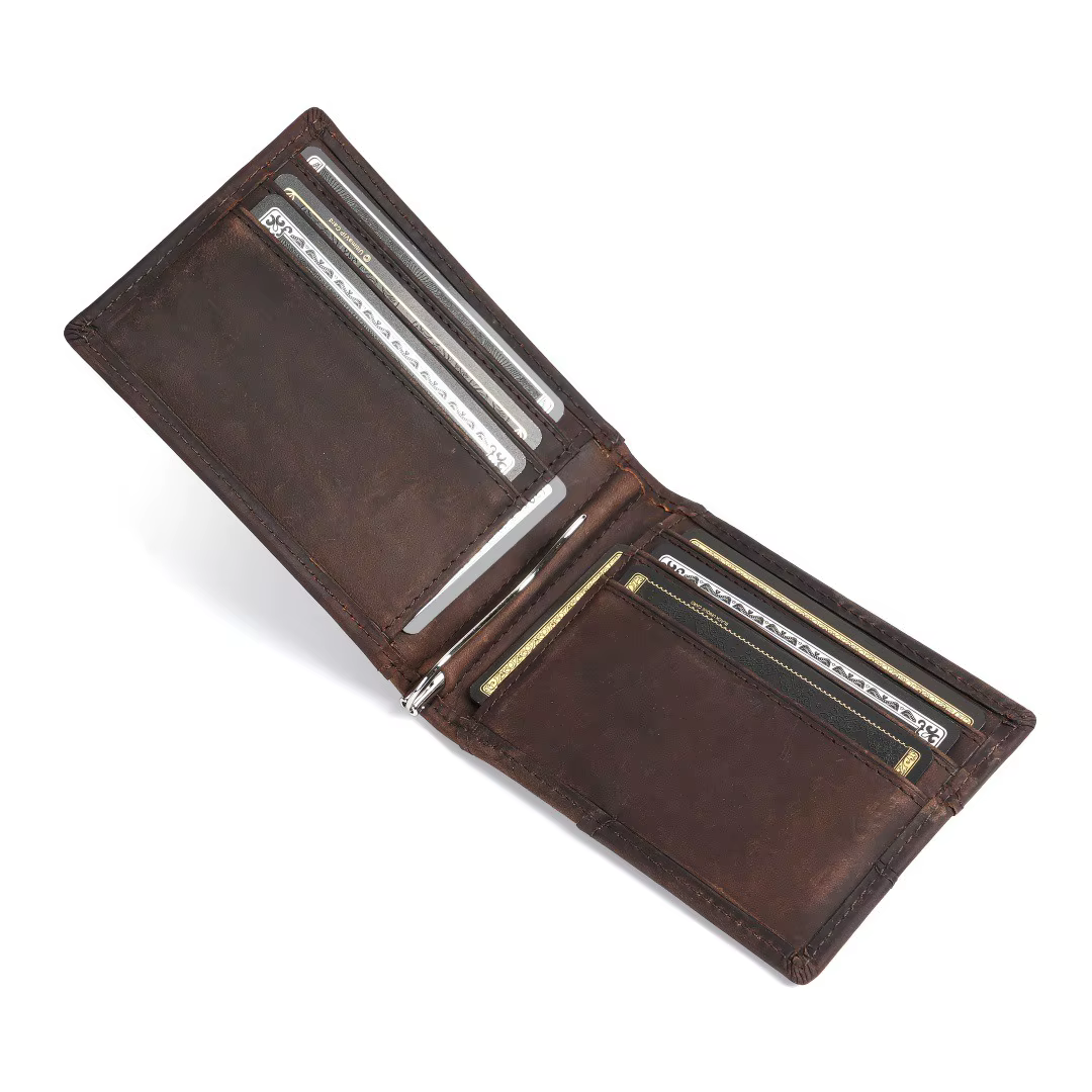 Portefeuille pliable classique en cuir pour hommes – Blocage RFID antivol plusieurs emplacements pour cartes portables