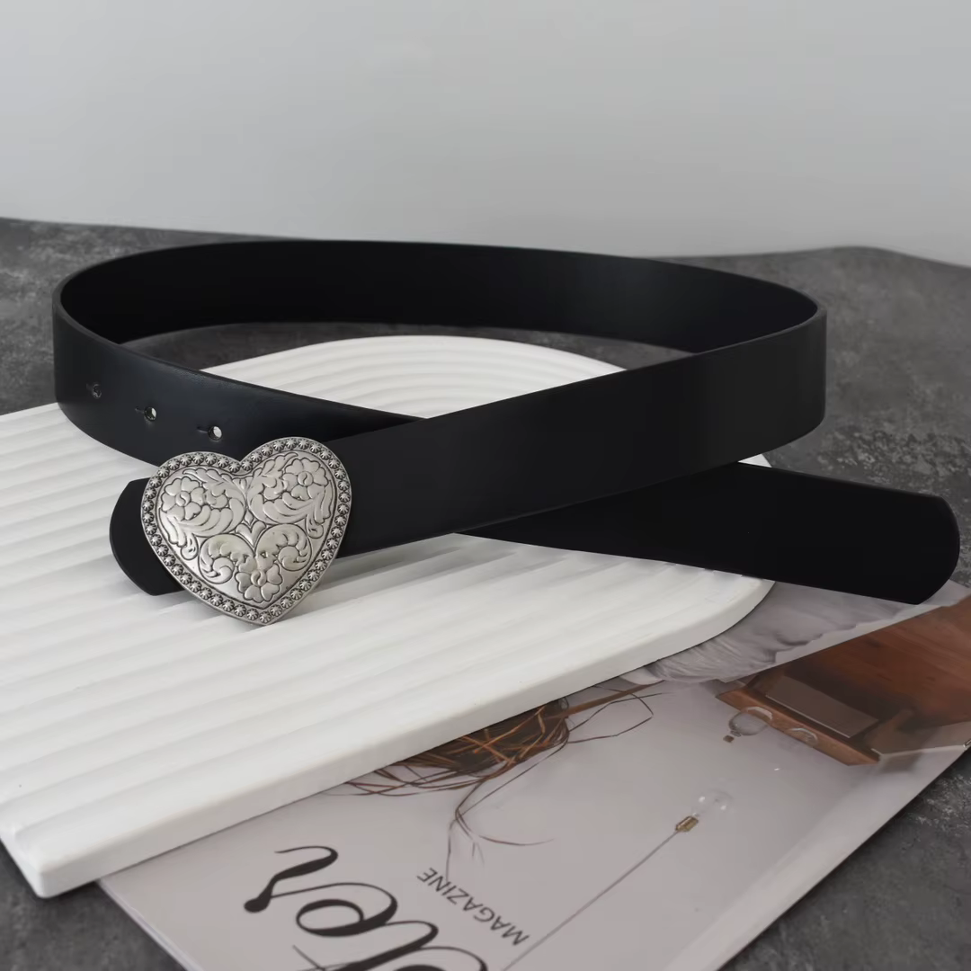 Amour coeur forme boucle femmes ceinture mode tenue décontractée jean accessoires
