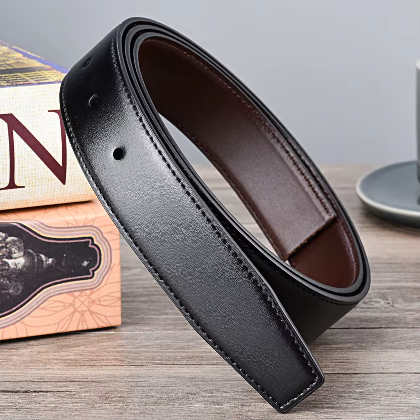 Sangle de ceinture en cuir sans boucle pour hommes