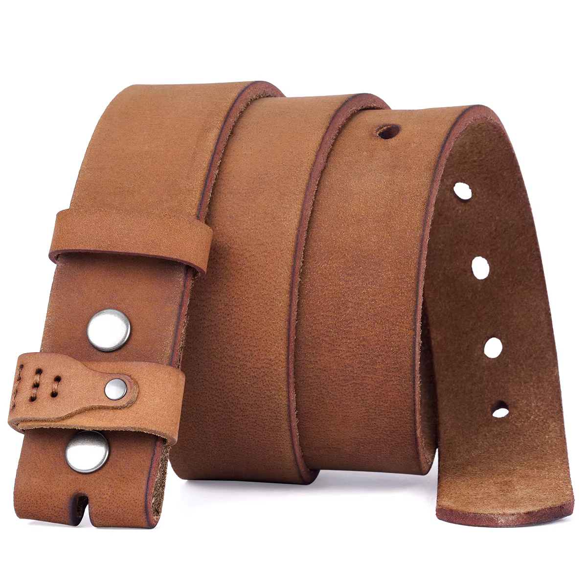 BISON DENIM Ceinture pour hommes en cuir véritable, ceintures vintage en cuir sans boucle, ajustement réglable pour un style décontracté et vintage