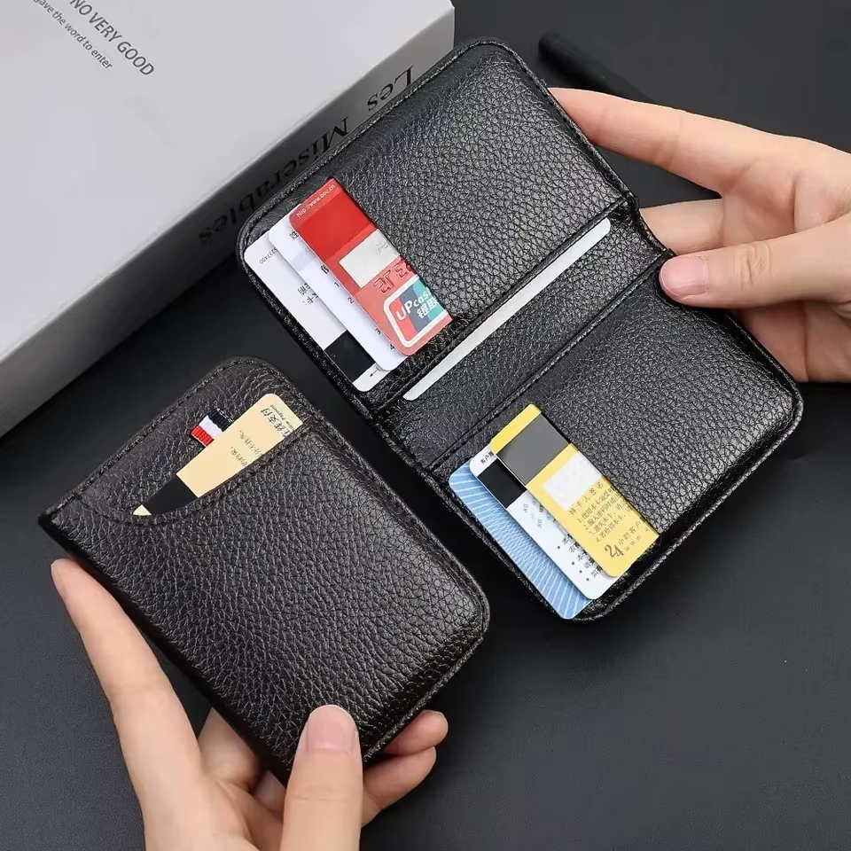 Portefeuille souple Super mince Portable pour hommes en cuir PU Mini ID carte de crédit portefeuille sac à main porte-cartes portefeuille mince petits portefeuilles courts
