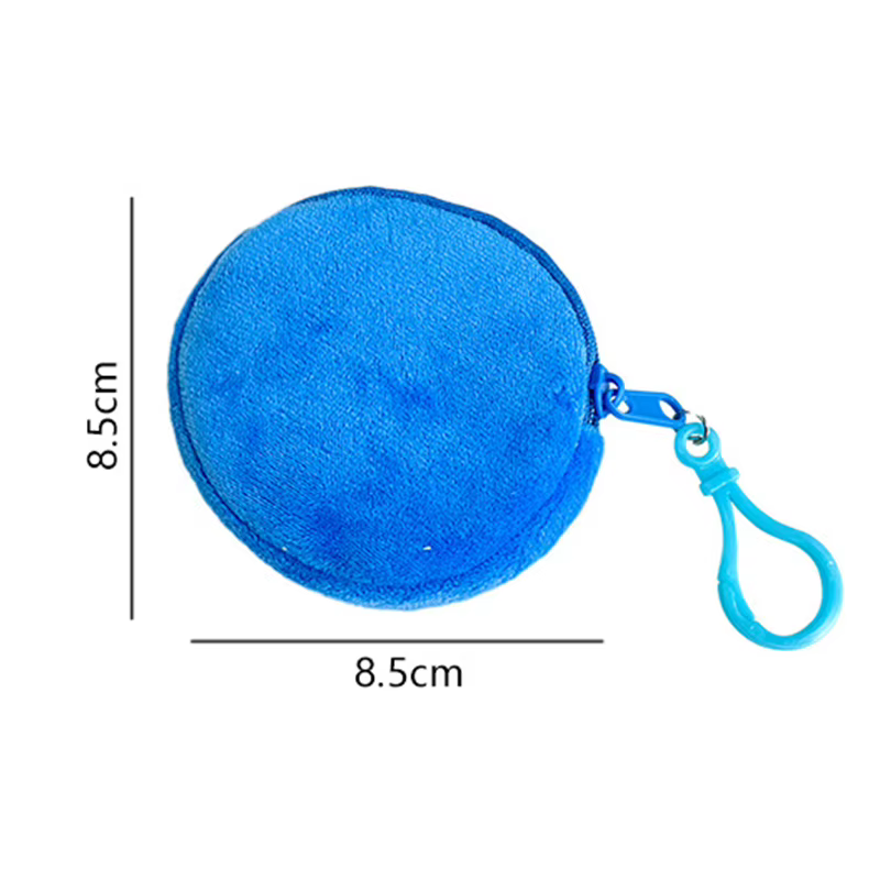 Porte-monnaie rond en peluche solide simple pour hommes et femmes