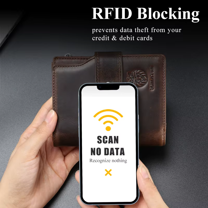 SCHLATUM en cuir véritable hommes portefeuille d'affaires RFID