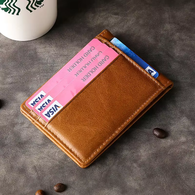 Portefeuille en cuir véritable pour hommes, planificateur de conduite, porte-cartes à trois volets, qualité supérieure, 8x10.5cm