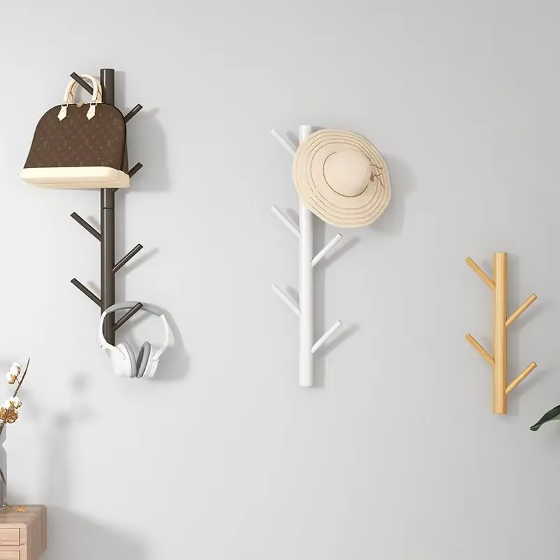 Cintre mural en bois massif simple et moderne, armoire T1, meubles de chambre à coucher, vêtements ménagers, rangement pour chapeaux