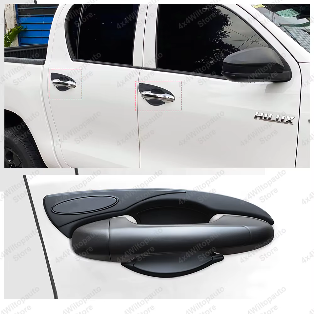 Couvre-poignée de porte noir mat, garniture de protection pour Toyota Hilux Revo 2015-2023, ABS, lot de 1