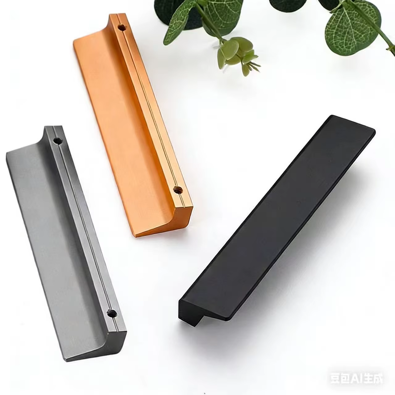 Poignée de porte de placard moderne et minimaliste, poignée de tiroir de placard allongée en alliage d'aluminium noir, quincaillerie de meubles