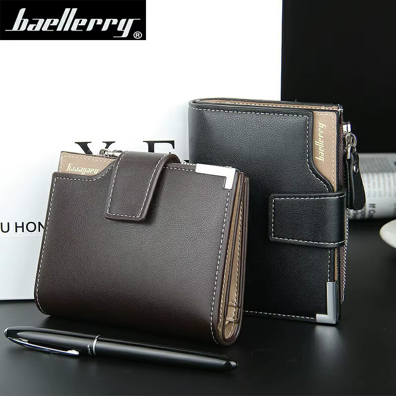 Baellerry court luxe hommes portefeuilles fermeture éclair monnaie poche porte-carte homme portefeuille pochette