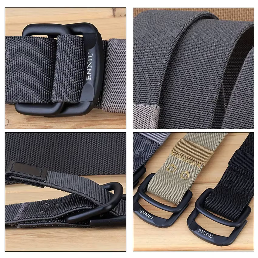 Ceintures légères à Double anneaux avec boucle en métal pour hommes