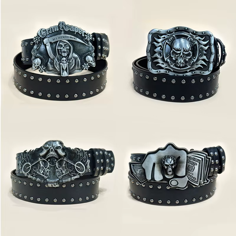 16.8 Grim Reaper – ceinture en cuir Pu pour hommes et femmes