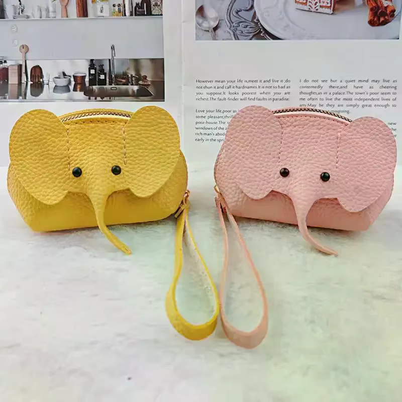 Porte-monnaie éléphant mignon en cuir PU pour femme