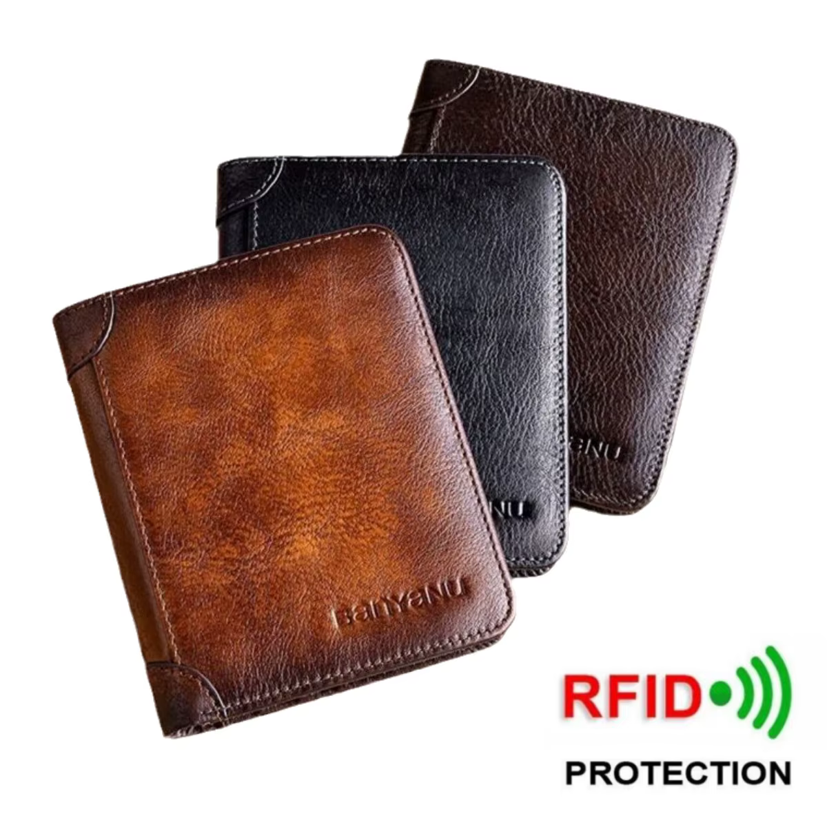 Portefeuille en cuir véritable pour hommes