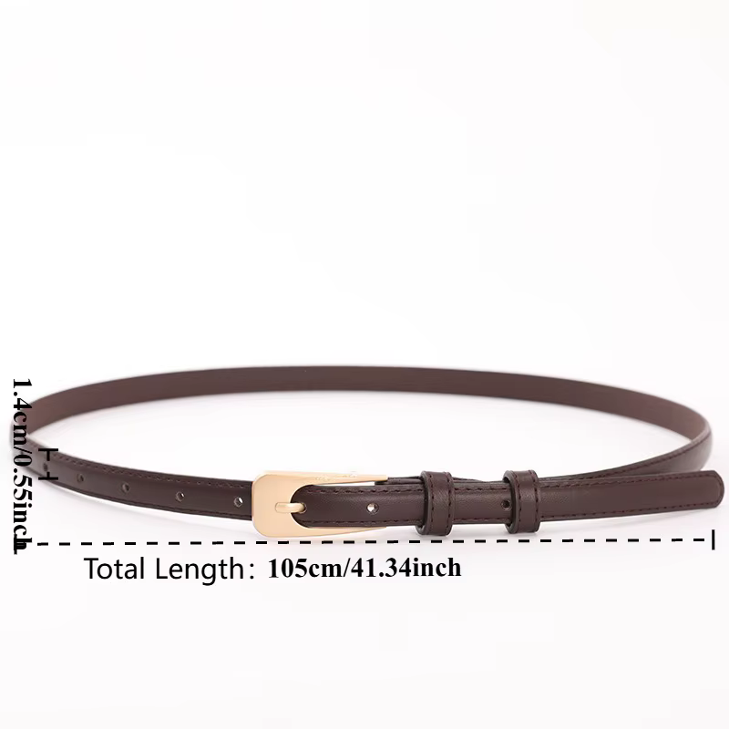 Ceinture fine polyvalente pour femme en cuir PU de haute qualité, idéale pour les jeans décontractés, ceinture fine vintage pour femme