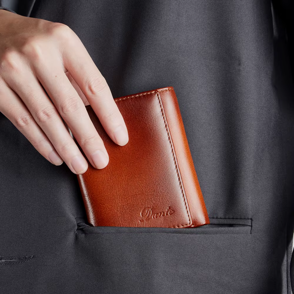 Dante – portefeuille rétro à trois volets en cuir véritable pour hommes