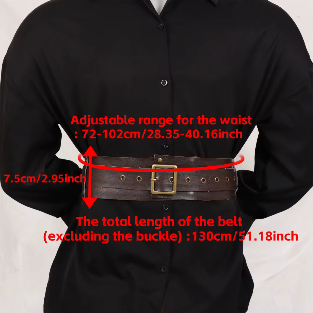 Ceinture large pour femme en cuir PU gothique