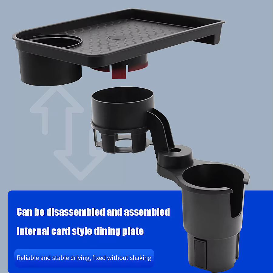 Plateau porte-gobelets pour voiture avec double porte-gobelets, plateau de repas pour voiture, plateau portable réglable pour boissons