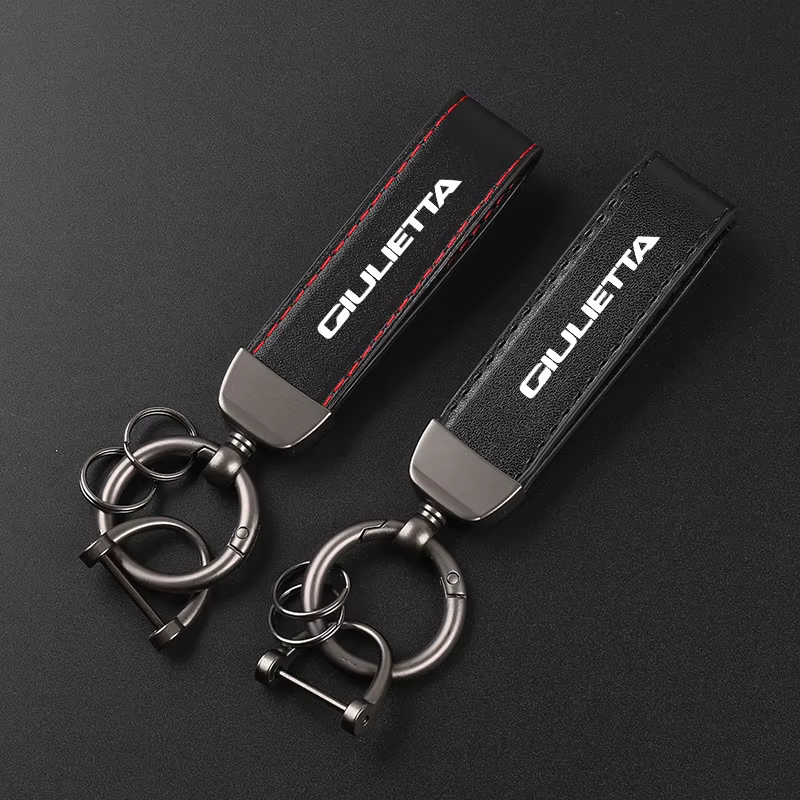 Porte-clés en cuir de luxe avec pendentif insigne de voiture pour Alfa Romeo Giulietta