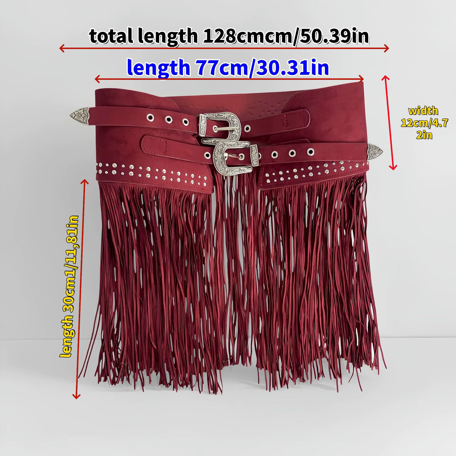 Ceinture de cowboy occidentale rétro bohème à franges, style hippie, large ceinture de taille, accessoire de mode décontracté pour diverses occasions