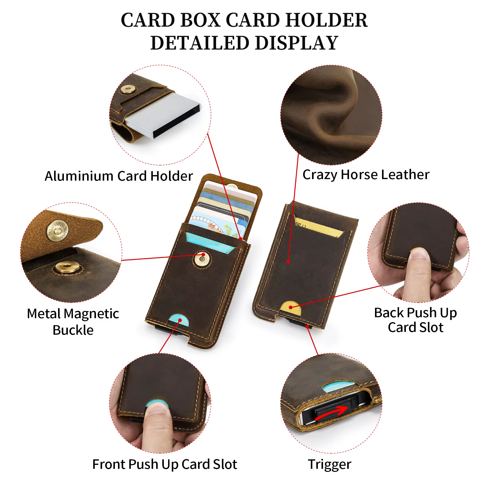 Hiram Vintage en cuir véritable RFID blocage porte-carte portefeuille pour hommes de luxe carte