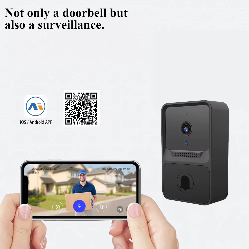 Sonnette sans fil Wi-Fi avec caméra HD extérieure, interphone vidéo à vision nocturne, changement vocal, moniteur domestique, sonnette de porte de sécurité