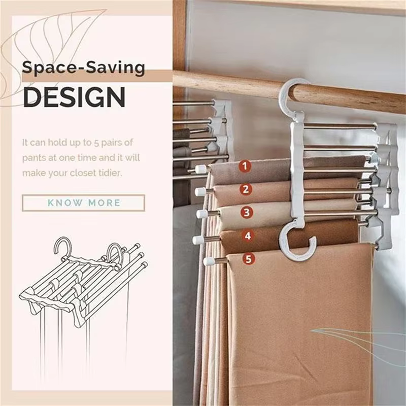 Cintres réglables à plusieurs plis pour pantalons, support pour pantalons, organisateur de vêtements, gain de place de garde-robe, placard de chambre à coucher