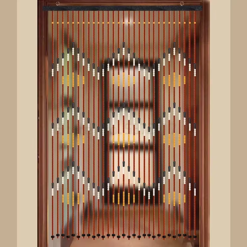 Rideau de perles en bois fait main, rideau de porte en bois à ondes rétro, moustiquaire pour véranda ou séparateur de chambre, décoration artistique pour la maison