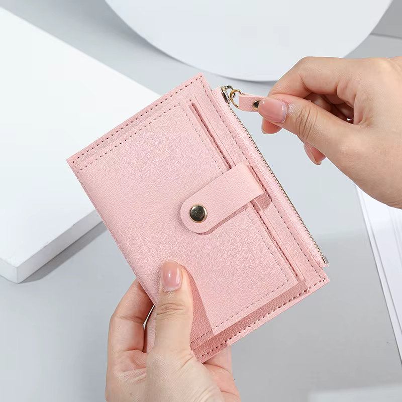 Femmes portefeuilles en cuir PU femme sac à main Mini moraillon solide multi-cartes porte-monnaie court