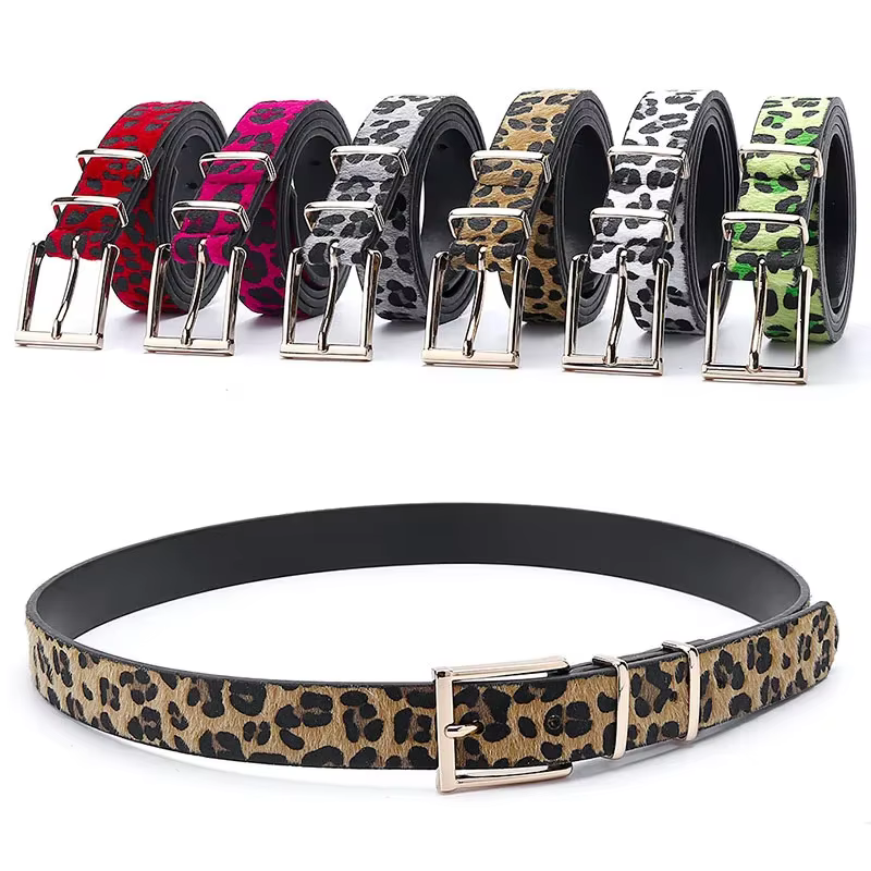 Ceinture en cuir léopard pour femmes