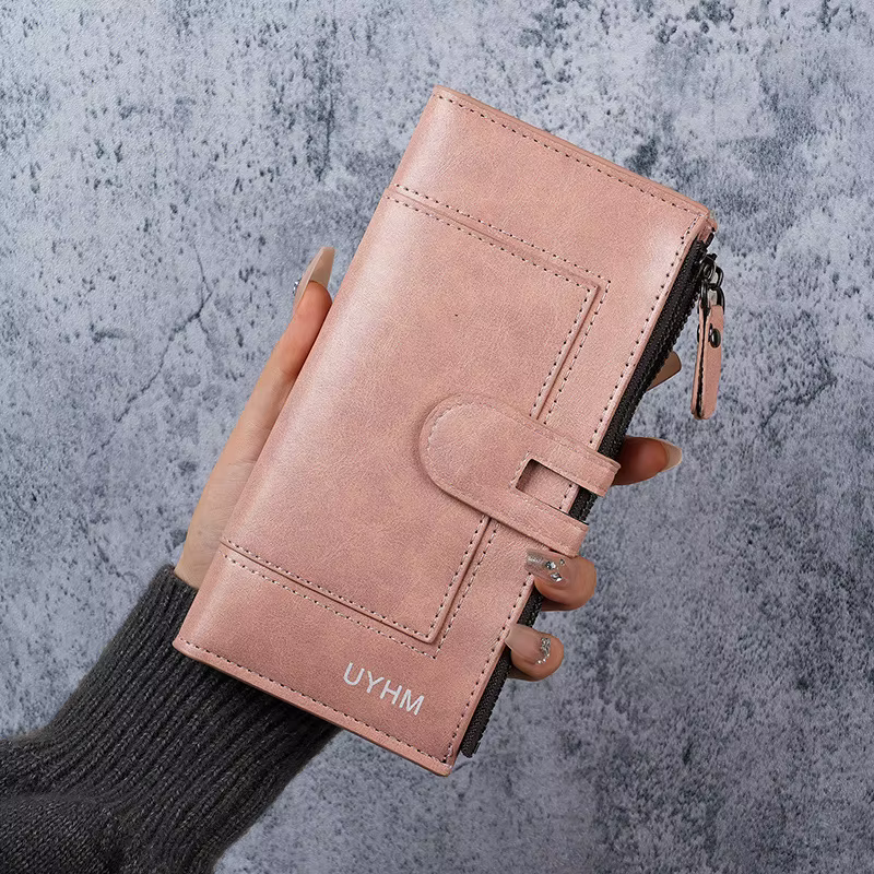 Portefeuille long en cuir PU tendance