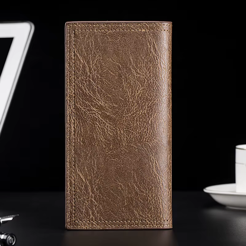 Portefeuille Long en cuir ciré à l'huile pour hommes