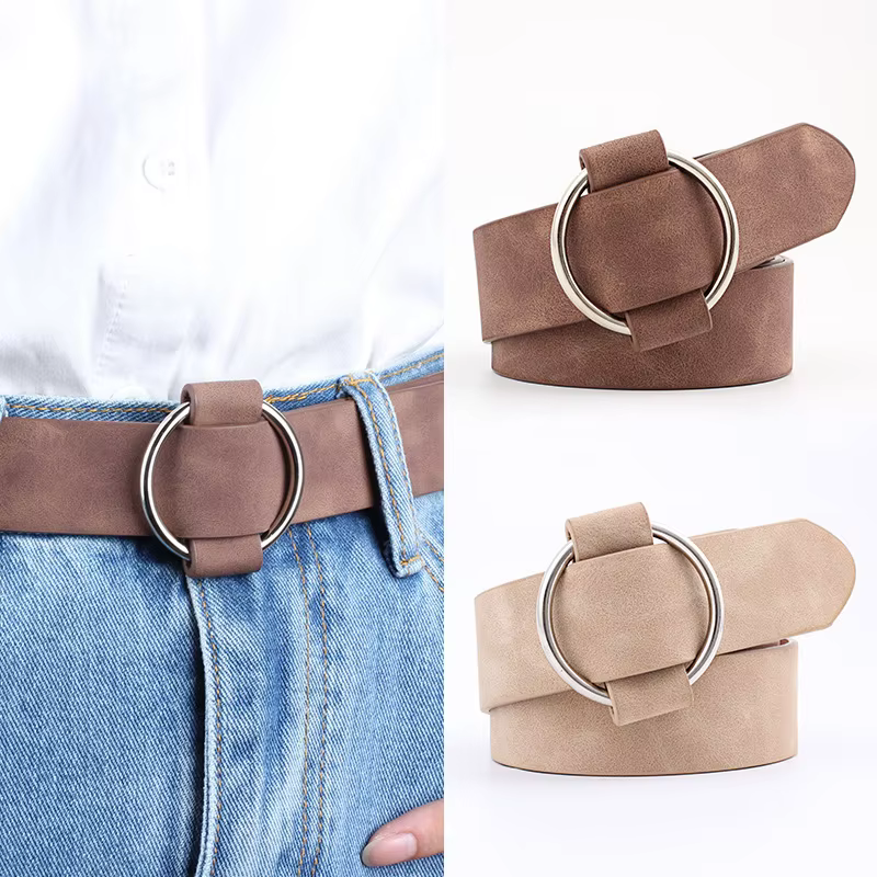 Ceinture tendance en simili cuir pour femmes, Design à boucle ronde, Simple et polyvalente, décoration pour jeunes étudiants, ceinture en jean