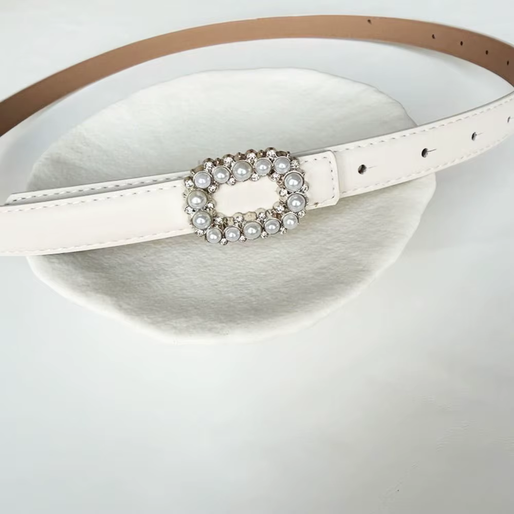 Ceinture fine pour femme décorée de strass et de perles