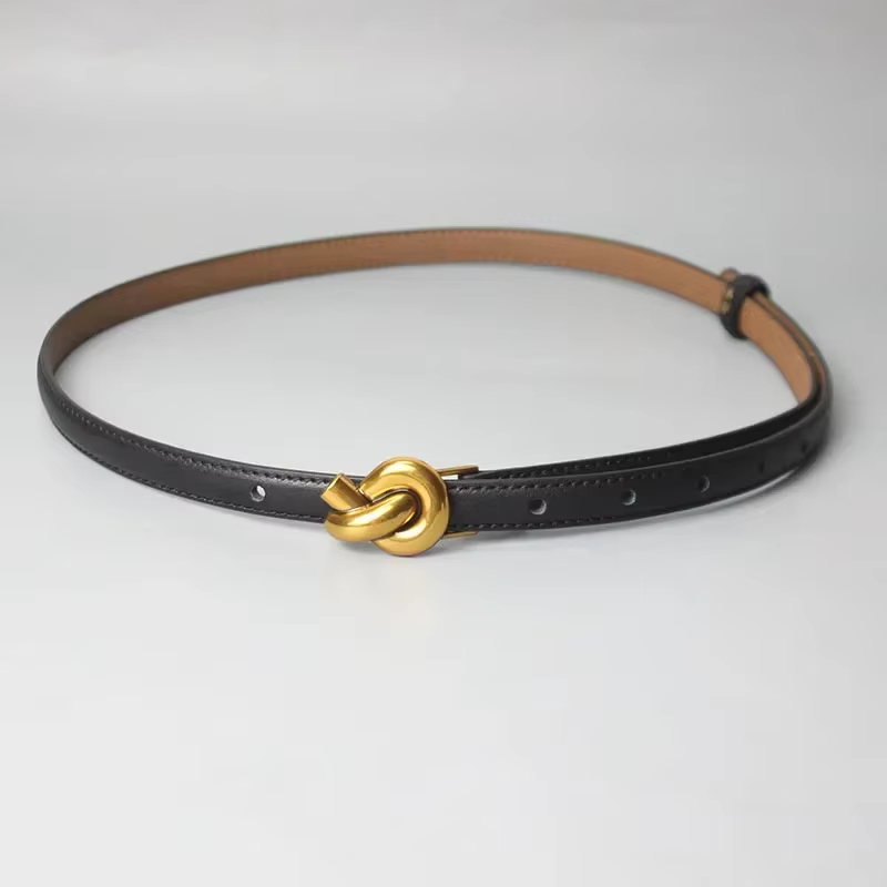 Ceintures à boucle de noeud de ceinture en cuir véritable de conception simple pour jeans habillés