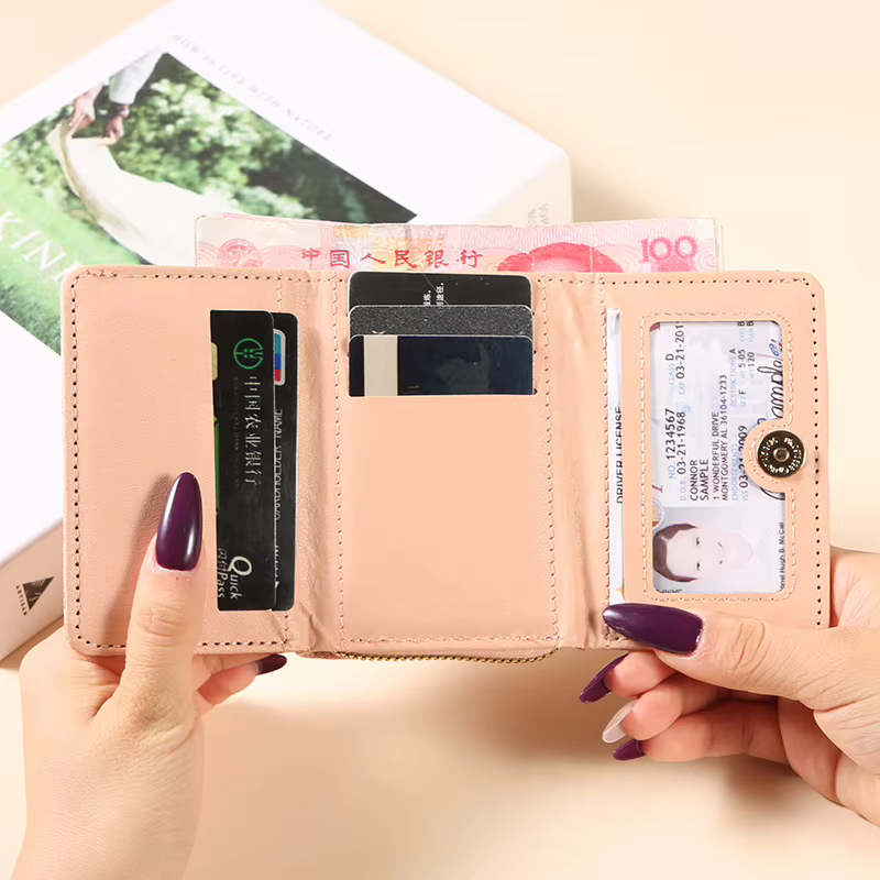 Porte-monnaie compact rétro à imprimé lettres