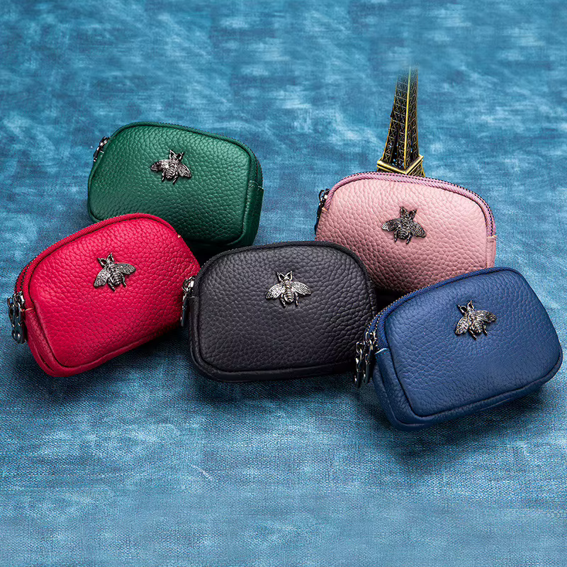 CICICUFF femmes porte-monnaie en cuir véritable femme Double fermeture éclair organisateur de voyage Mini pochette
