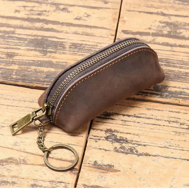 Porte-monnaie vintage avec fermeture éclair, design rétro, pour cartes de crédit et clés, sac organisateur polyvalent