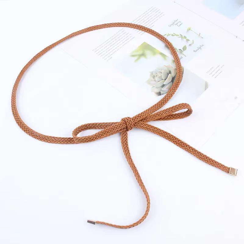 Ceinture à sangle tressée tissée avec ULnouée à la taille pour femme